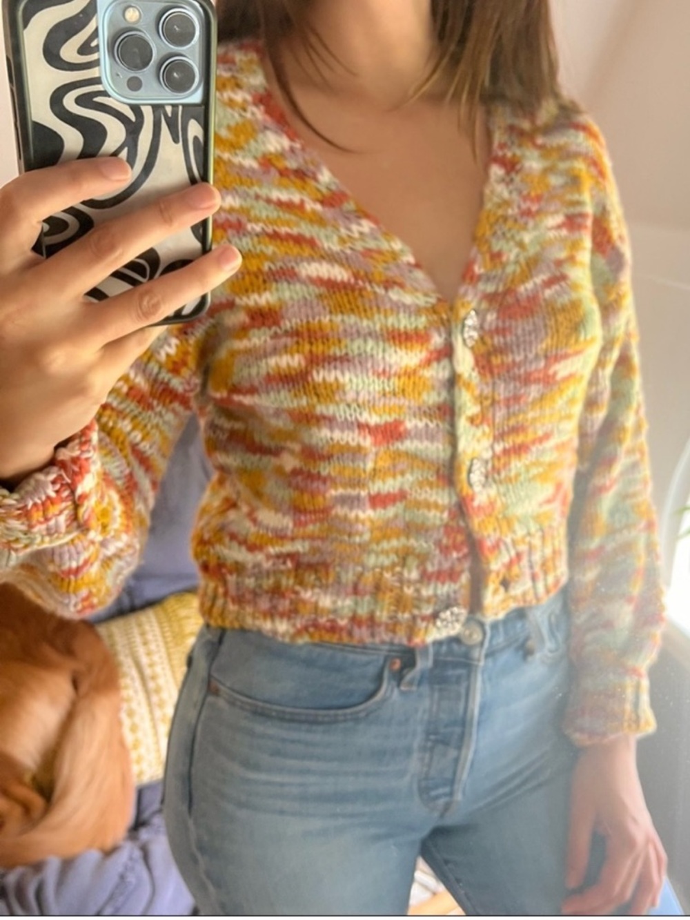 WILD FABLE “Space Knit” Cropped Cardigan Sweater, Women’s Small